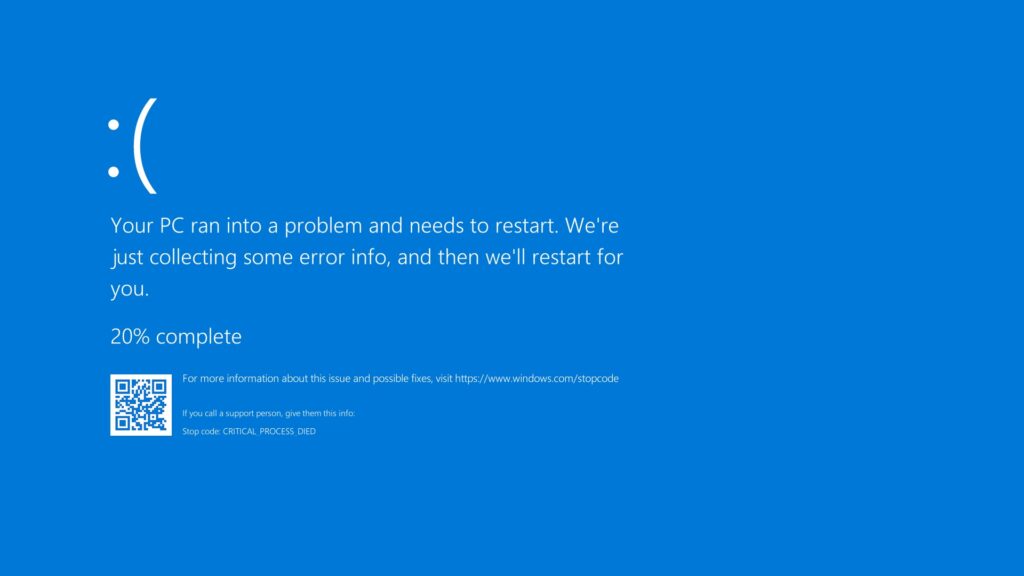 Синий экран Windows 10